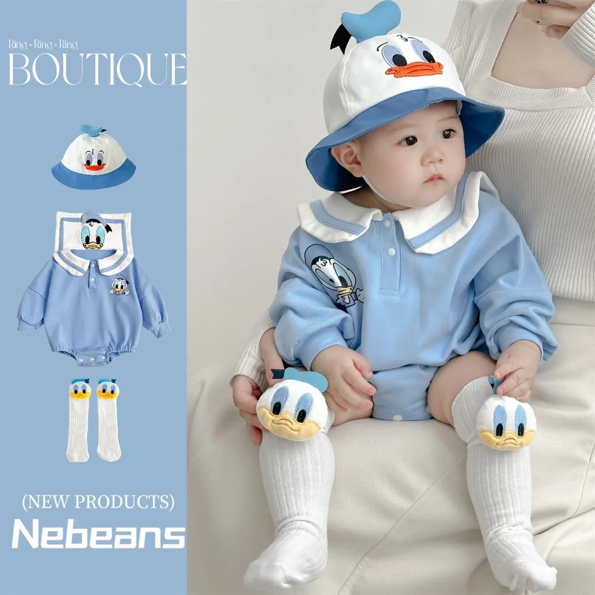 Baby Clothing Brand - Spring Newborn Baby Rompers Sock Hat