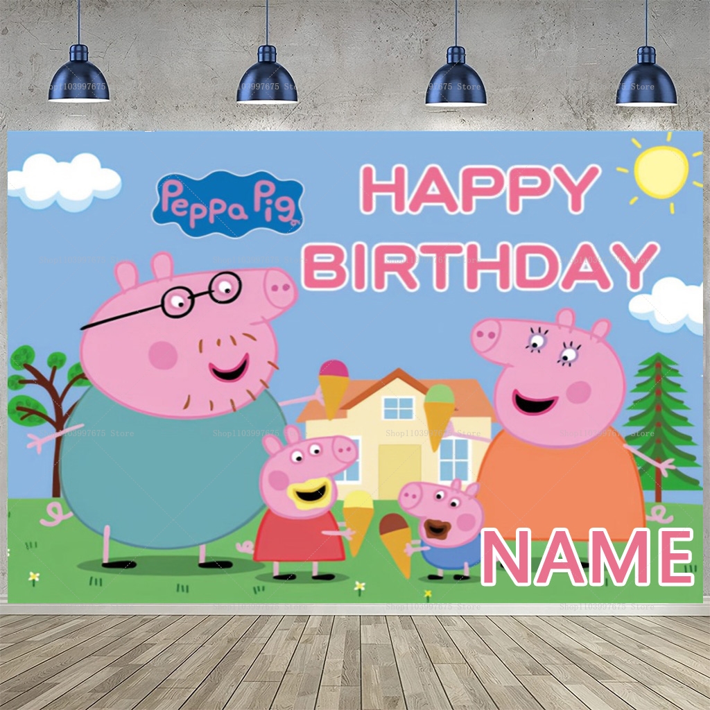 Custom Name Cartoon Peppa Pig  - Baby Clothing Names ulasan dan harga