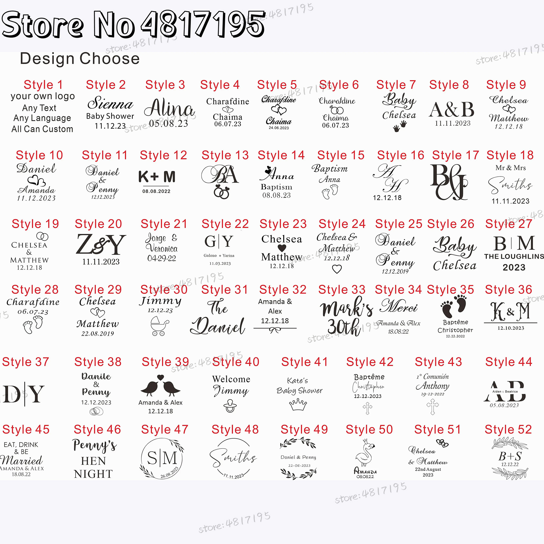 10 20 50Pcs Personalised Weddi - Baby Clothing Names ulasan dan harga